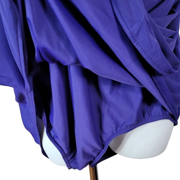 Lands' End Skirted Swimsuit Purple 24W V Neck No Wire Wrap One Piece Slimming - Picture 3 of 8